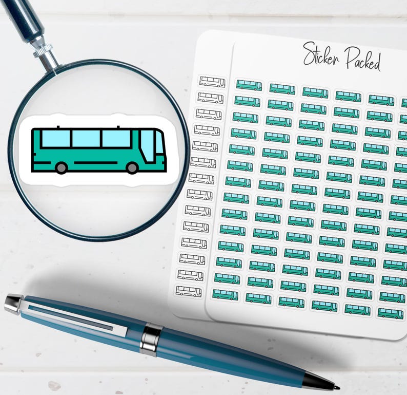 Bus Planner Sticker Bus Icon Sticker Bus Sticker - Etsy