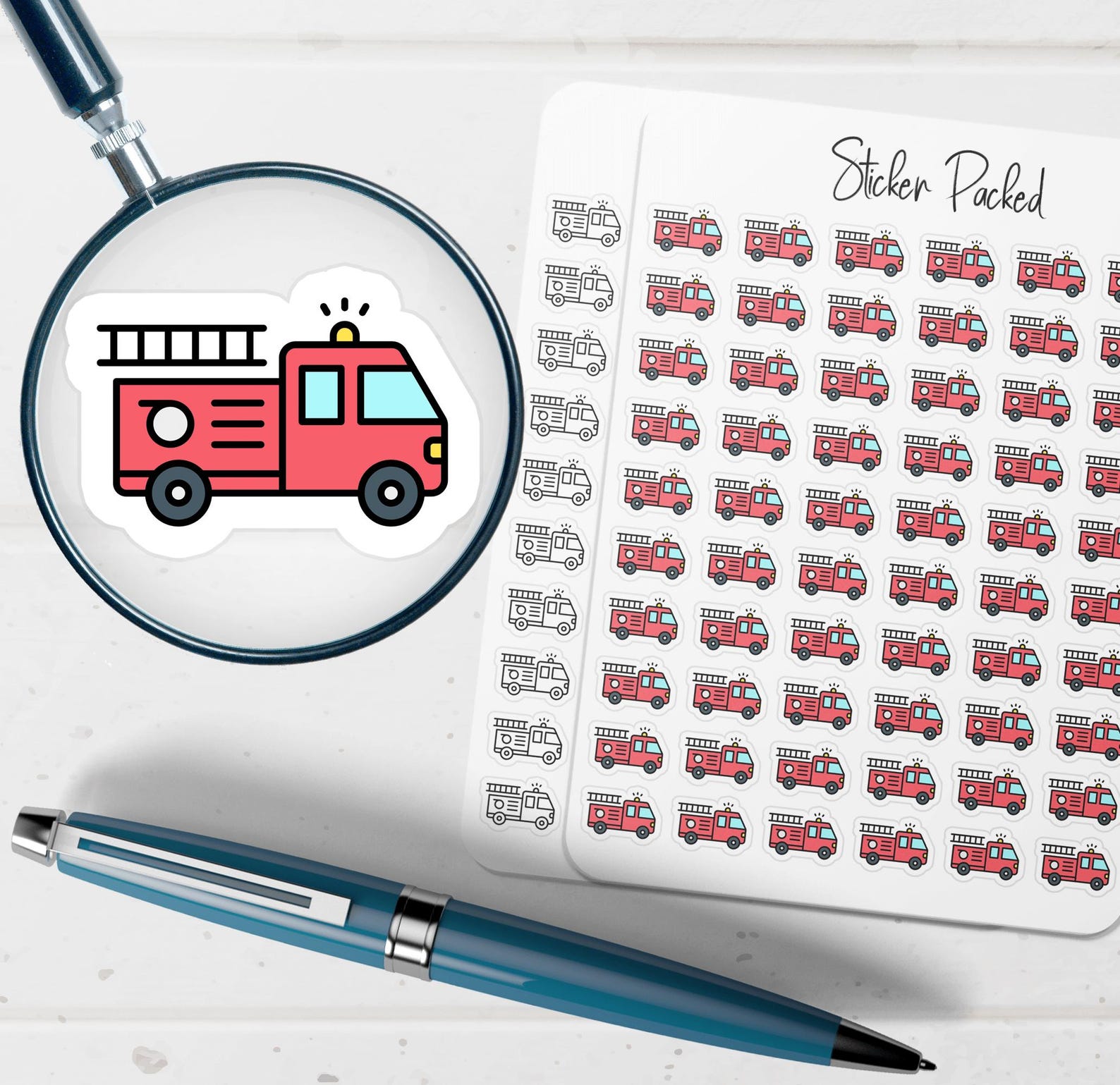 Fire Engine Planner Sticker Fire Engine Icon Sticker Fire Engine ...