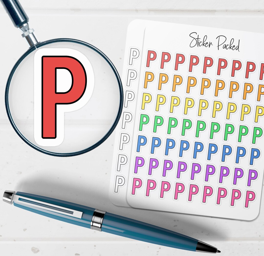 Initial P Sticker Letter P Planner Sticker Letter P Icon Sticker Letter P Sticker - Etsy