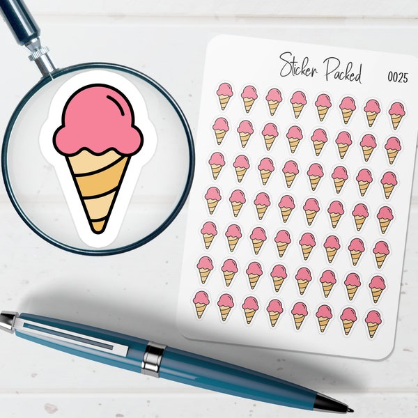 Ice Cream Cone Planner Stickers Ice Cream Planner Stickers Dessert Stickers for Planners Food Stickers for journals