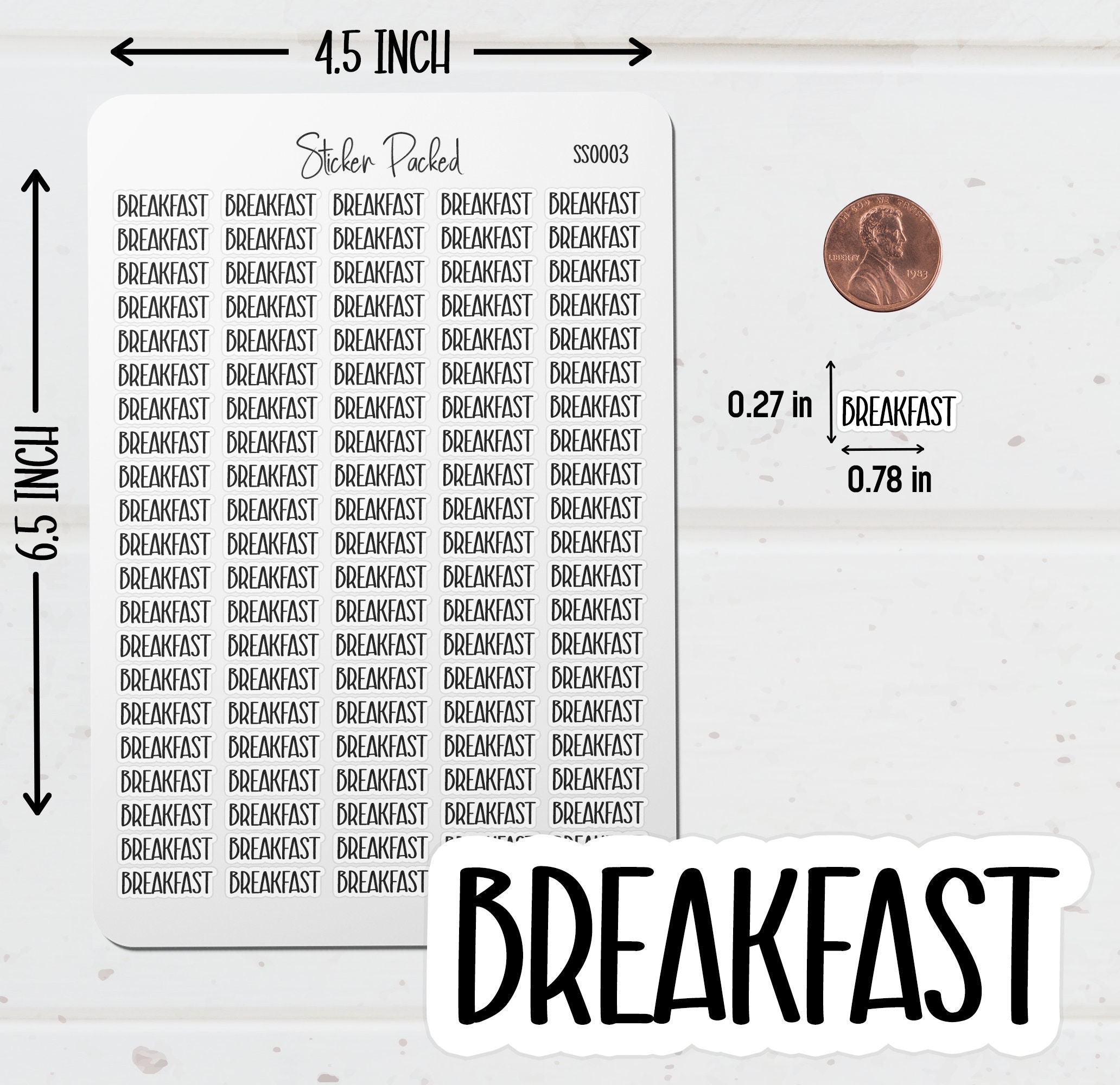 Breakfast Planner Sticker Breakfast Script Sticker Breakfast Word ...