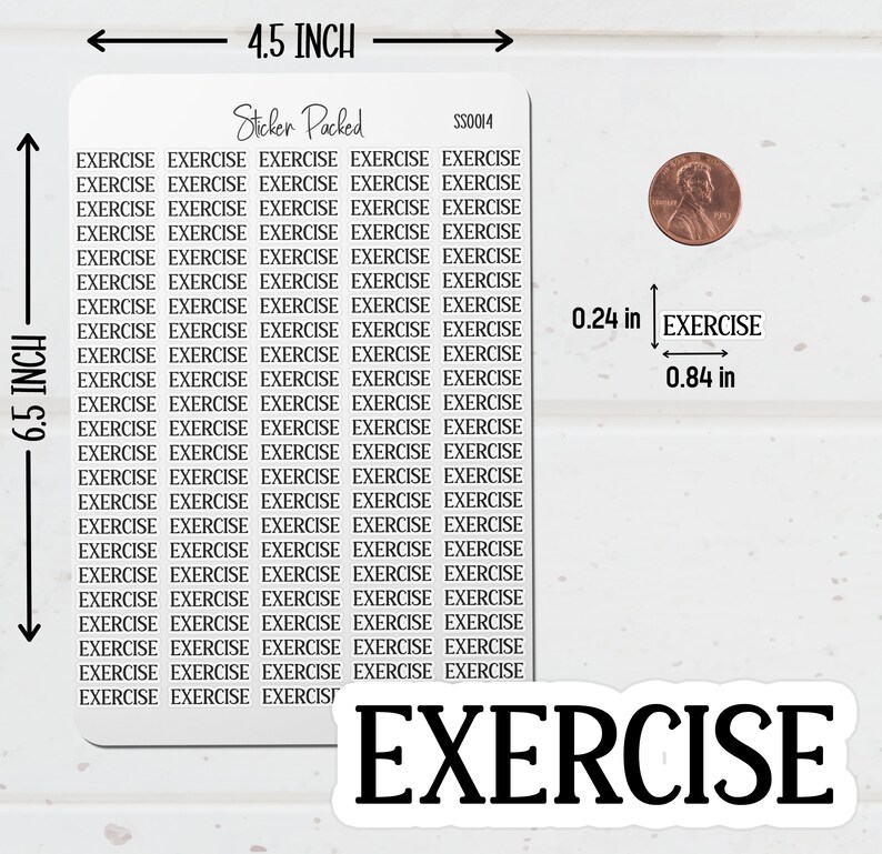 Exercise Planner Sticker Exercise Script Sticker Exercise Word Sticker ...
