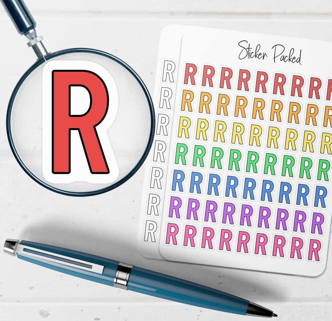 Letter R Planner Sticker Letter R Icon Sticker Letter R Sticker - Etsy