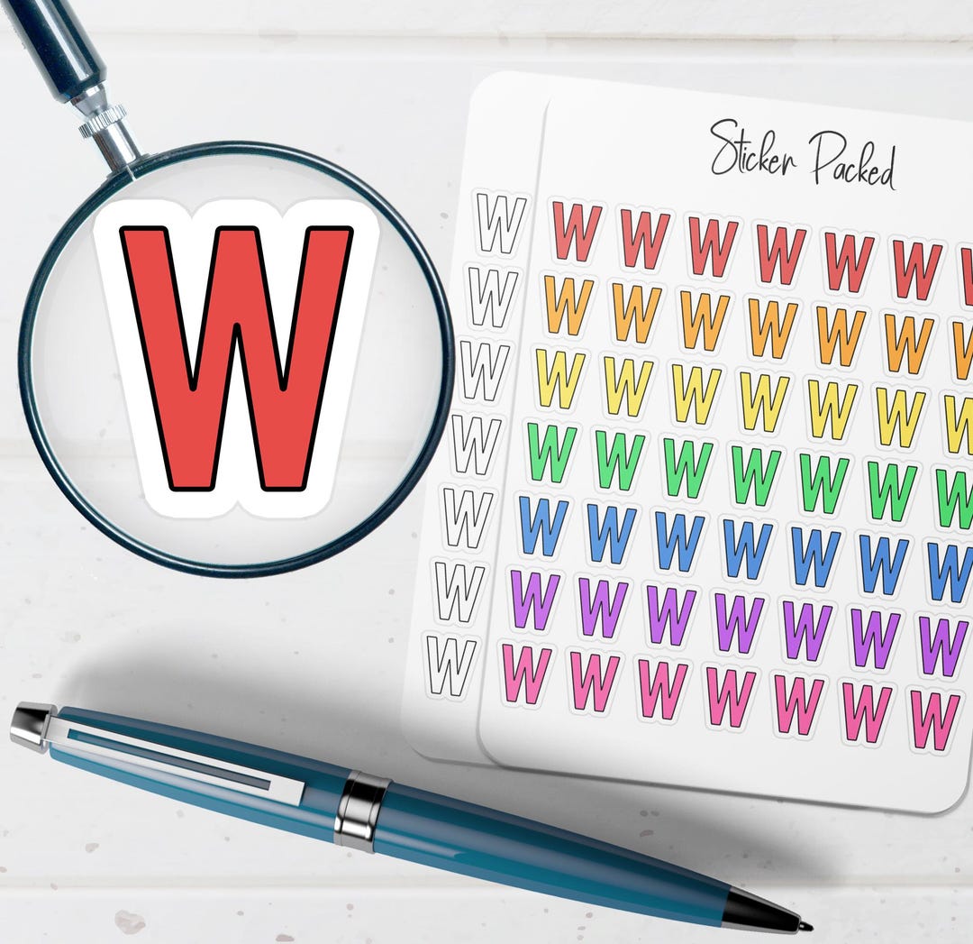 W Letter Sticker Letter W Planner Sticker Letter W Icon Sticker Letter W Sticker - Etsy