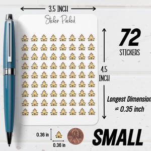 Puede incluir: Una hoja de 72 pegatinas peque&ntilde;as, cada una con una ilustraci&oacute;n de una iglesia. La hoja mide 8,9 cm de ancho y 11,4 cm de alto. La dimensi&oacute;n m&aacute;s larga de cada pegatina es de aproximadamente 0,9 cm. El texto "Sticker Packed" y "SMALL" tambi&eacute;n son visibles.