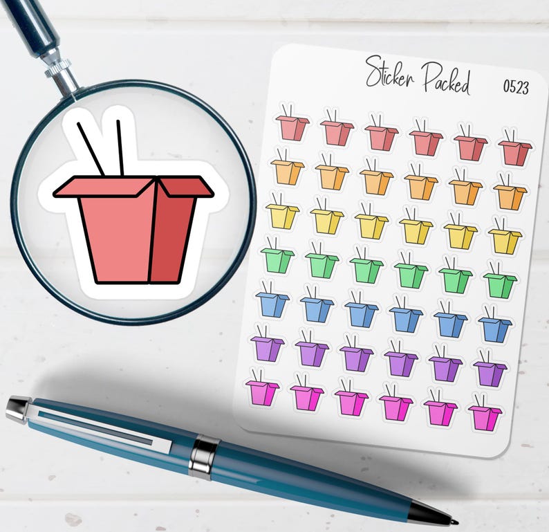 Takeout Planner Sticker Chinese Takeout Icon Sticker Takeout Sticker - Etsy