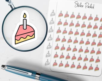 Cake Slice Planner Stickers Birthday Cake Planner Stickers Birthday Stickers for Planners Party Stickers for journals