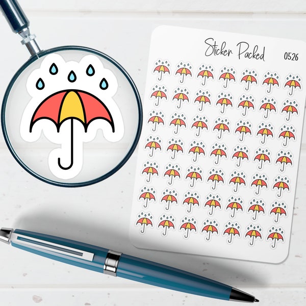 Umbrella with Rain Drops Planner Sticker Umbrella with Rain Drops Icon Sticker Umbrella with Rain Drops Sticker