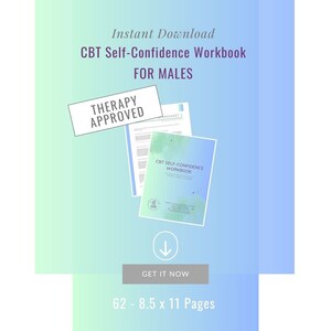 CBT Self-Confidence Males - therapy approved - printable ebook -  self-confidence worksheets -  CBT - men&#39;s mental health -  CBT self-esteem