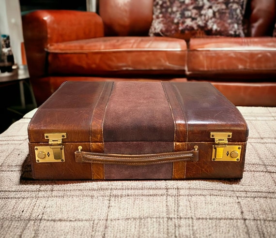 Vintage Leather Saks Italy Briefcase Etsy