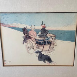 Ingelijste zeldzame Toulouse-Lautrec 'La Charrette Anglais' artist proof lithografie