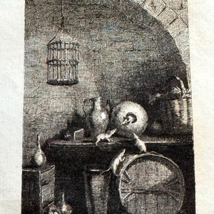 Late 1800s French etching of JB Oudry by Master Painter-Etcher Louis Monziès