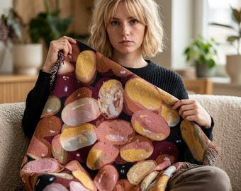 Abstract Jelly Bean Patterned Woven Blanket/Throw