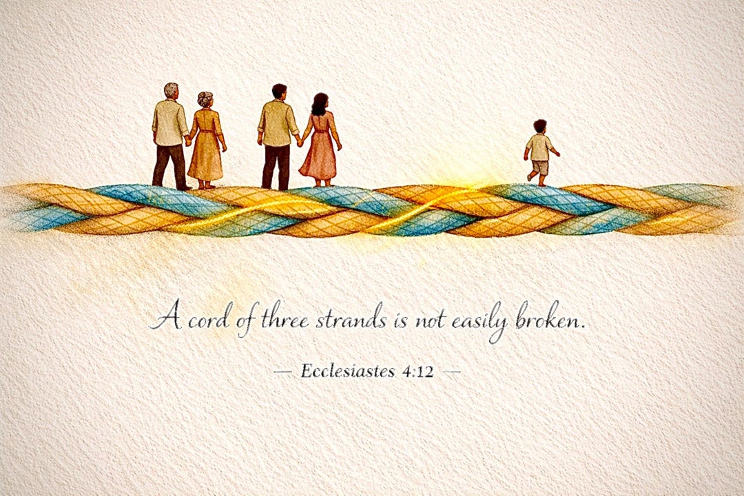 Three String Cord Scripture A Cord of Three Strands – Generations - Christian Marriage Art ...