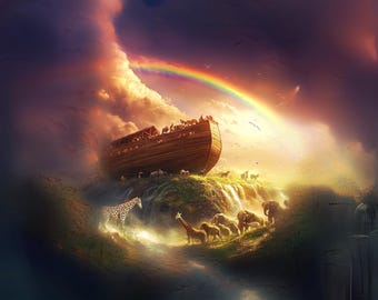 noah ARKS C&P MST 156 　24-25 Noah's Ark Print: Biblical Nursery Art (digital Download) - Etsy