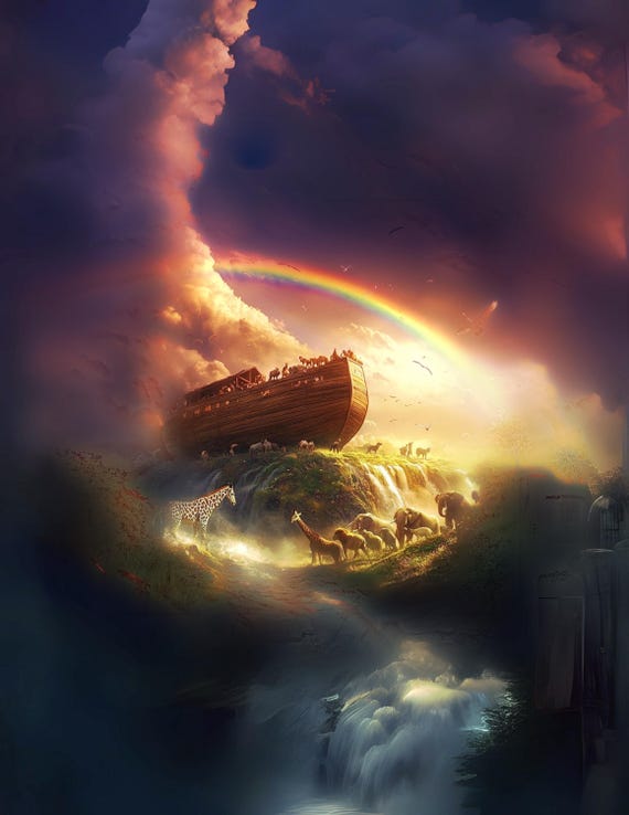 Noah's Ark Print: Biblical Nursery Art (digital Download) - Etsy