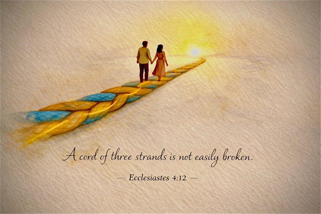 Three String Cord Scripture A Cord of Three Strands – Christian Marriage Scripture Art ...