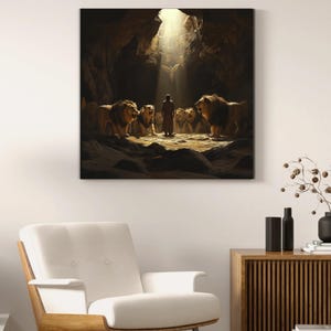 Daniel in the Lions' Den Canvas Print | Faith-Based Scripture Art