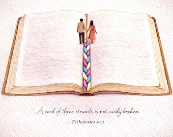 A Cord of Three Strands – The Word - Christian Marriage Art | Ecclesiastes 4:12 Printable Wall Art