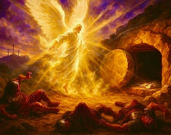 Resurrection Morning Art Print: Angel Rolling Stone Away (Digital Download JPG+PNG)