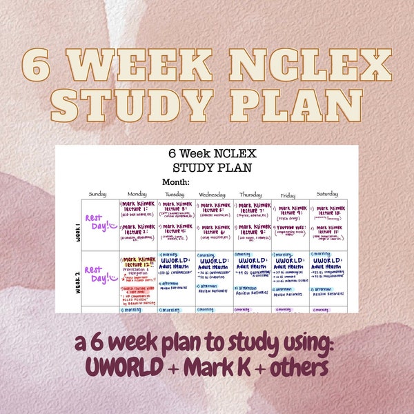 6 Week NCLEX Study Plan - Detailed & Handwritten