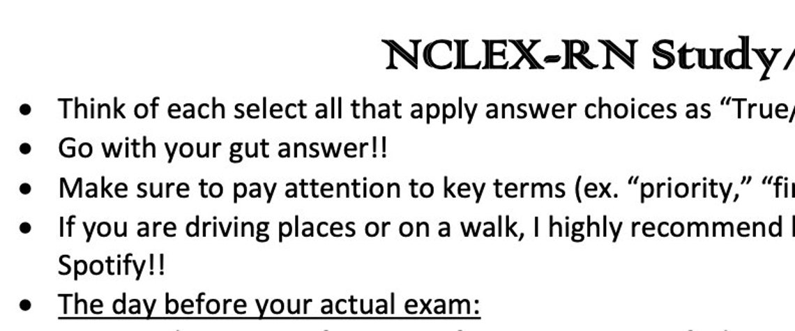6 Week NCLEX Study Plan - Detailed &amp; Handwritten - Etsy