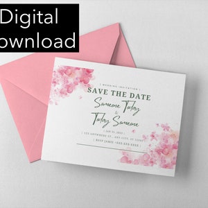 Blumen Postkarte, moderne Save the Date Postkarte, druckbare Save the Date Karte, elegante Save the Date Karten, Save the Date Postkarte
