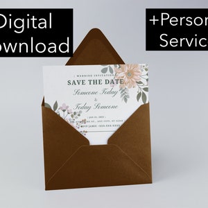 Florale Postkarte, moderne Save the Date Postkarte, druckbare Save the Date Karte, elegante Save the Date Karten, Save the Date Postkarte