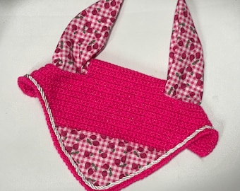 Berretto anti-mosche rosa scintillante con ciliegie