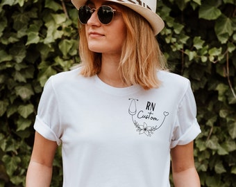 Custom Registered Nurse Shirts Pocket, Personalized RN Tshirt, Nursing Shirt, Nursing School Tee, Nurse Week Shirt, Nurse Student Shirt