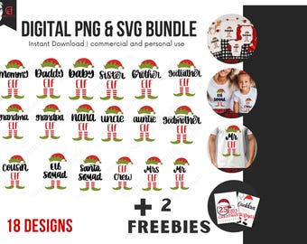DIY Christmas Shirt Festive Family Set Photo Prop Elf Costume PNG Digital Download Holiday Wear Custom T-Shirt Design Christmas Card Idea