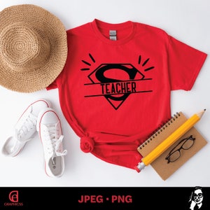 Super insegnante PNG/Silhouette/Camicia insegnante/Scuola SVG/Regalo insegnante/Apprezzamento insegnante SVG, clipart insegnante, t-shirt eroe PNG