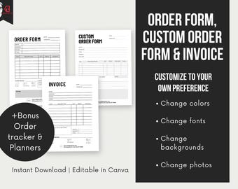Plantilla de formulario de pedido editable: Formularios para empresas de artesanía (descarga digital)
