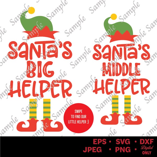 Santa's Big Helper Svg, Santa's Middle Little Helper Svg, Matching Family Christmas Svg, Kids Christmas Svg, Matching Siblings Christmas Svg