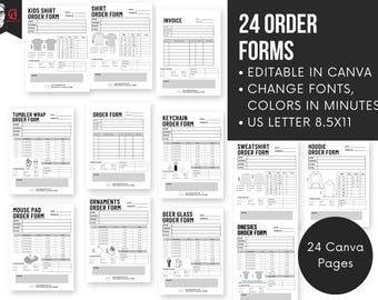 Editable Order Forms Bundle: Small Business Templates (Canva, 8.5x11)