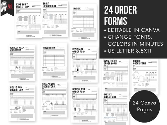 Editable Order Forms Bundle: Small Business Templates (Canva, 8.5x11)