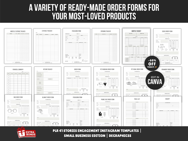 Editable Small Business Order Form Templates Bundle (PDF) - Etsy