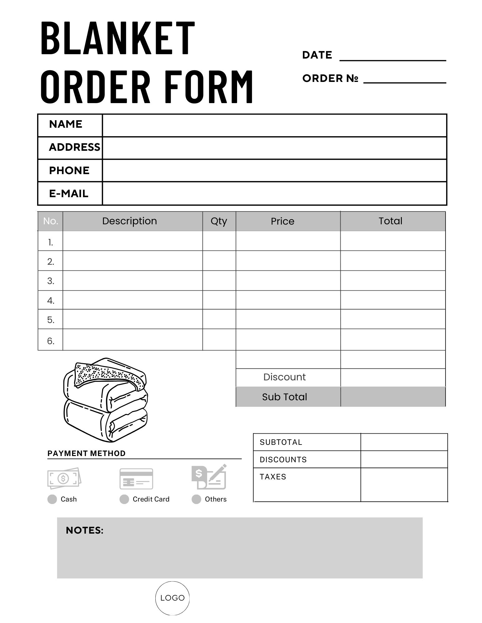 Order Form for Blanket Editable Blanket Order Form Custom Order Form Invoice Template Printable Small Business Forms for Crafters Etsy