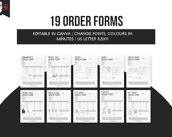 Editable Order Forms Bundle, Small Business Templates (Digital Download)