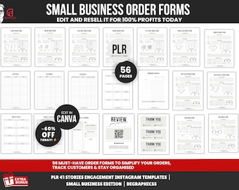 Plantillas editables de formularios de pedidos para pequeñas empresas, paquete de PDF para Canva