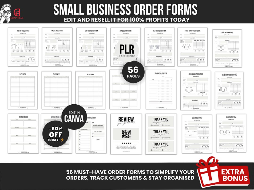Small Business Order Form Kit, Invoice Templates, Canva Editable (PDF ...