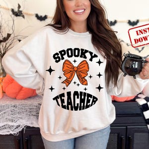 Spooky Teacher PNG: Retro Halloween Design (Digital Download)
