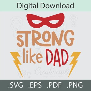 Sterk als papa SVG vader SVG sterke papa SVG vaders dag SVG transparante clip art afdrukbare clipart Cricut SVG PNG PDF EPS