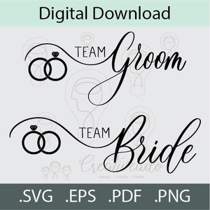 Equipo Novia Equipo Novio Boda SVG Matrimonio SVG Boda Descarga Digital Soltero SVG Despedida de Soltera Boda Arte Cricut svg png pdf eps