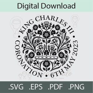 King Charles III Coronation BLACK Transparent svg King svg Coronation svg Royal svg Digital Download Cricut svg png pdf eps