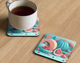 Cup Coaster, Cork-back Coaster, Square Drink Coaster