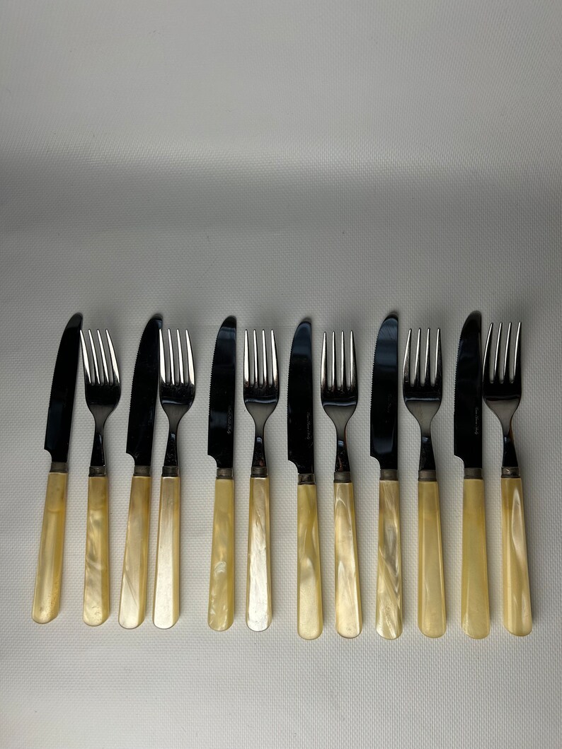 Eme Flatware Italy Stainless Steel. INOX. Pearl Ivory Style. Mother of