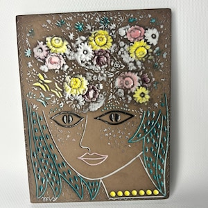 Beautiful Beata series Vintage Swedish Wall Plaque Upsala Ekeby Mari Simmulson 1960s MCM Relief Wall Decor