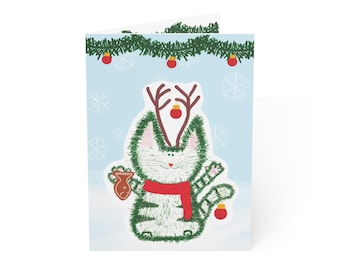 Furry and Bright Holiday Kitty on Holiday Greeting Cards