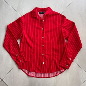 Vintage Marimekko Finland red striped shirt blouse Jokapoika Piccolo 1990s 90s